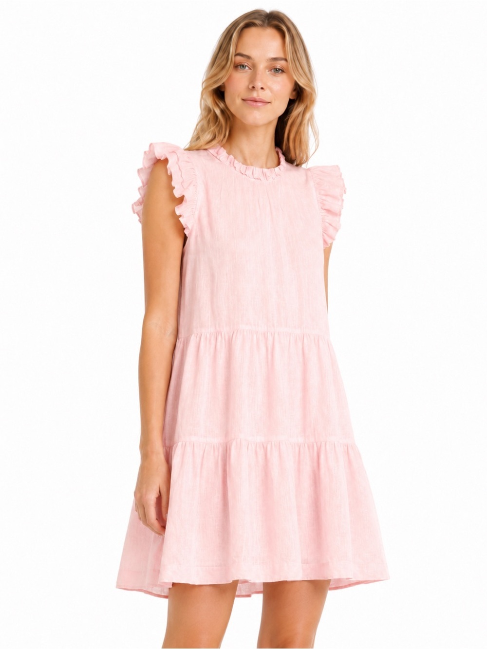 Sea New York Lucy Blush Pink Ruffle Mini Dress Size 8